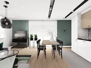 Mieszkanie na wynajem - Wodzisław Śląski - Mały szary zielony salon z kuchnią z jadalnią, styl now ... - zdjęcie od KOCHAN wnętrza
