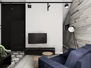 Mieszkanie w Żorach - na wynajem - Mały biały czarny szary salon, styl industrialny - zdjęcie od KOCHAN wnętrza