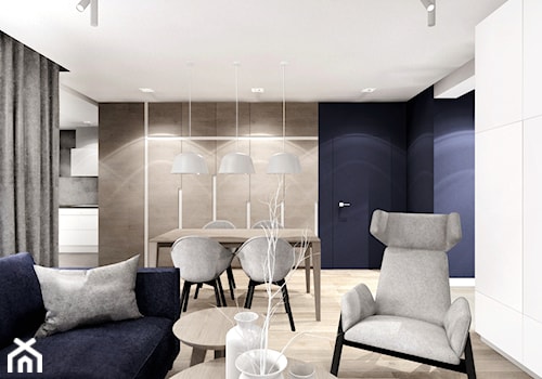 Dom w Rybniku Zamysłowie - Średnia niebieska jadalnia w salonie, styl nowoczesny - zdjęcie od KOCHAN wnętrza