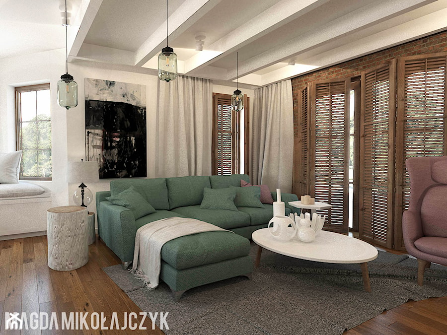Dom w Koninie - Salon, styl vintage - zdjęcie od Magda Mikołajczyk PRACOWNIA PROJEKTOWANIA WNĘTRZ