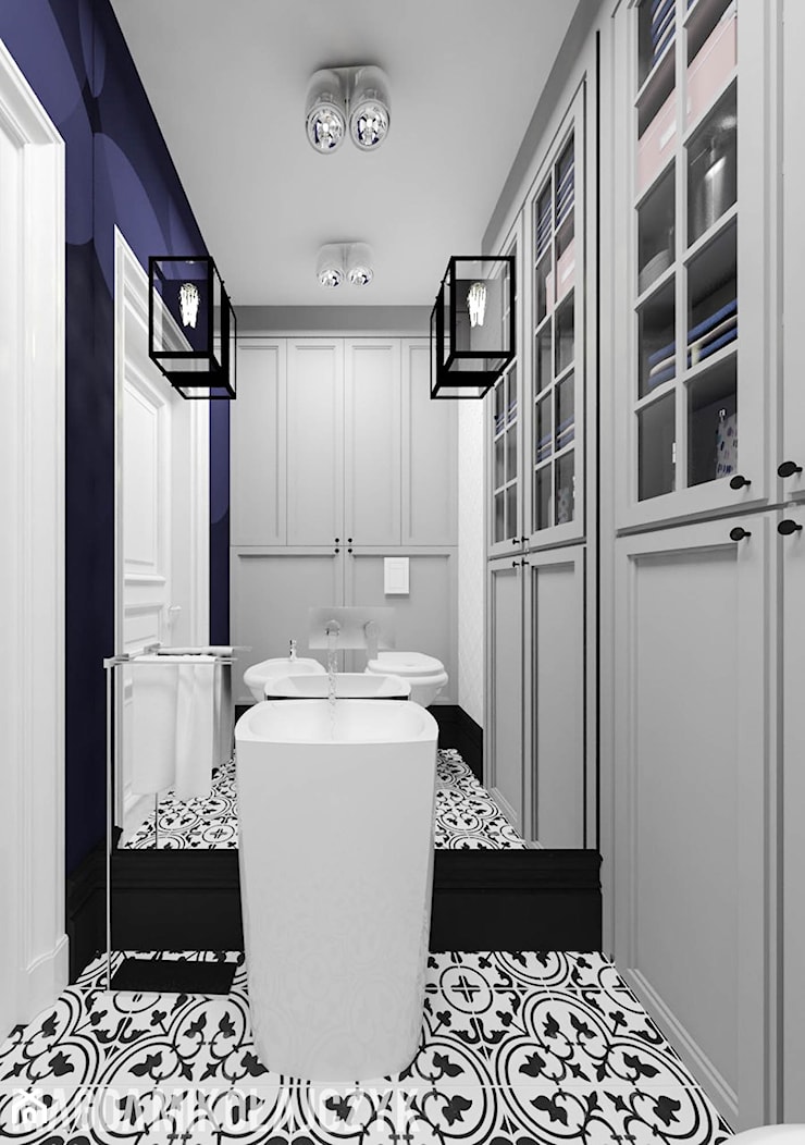 Dom w Koninie - Mała z punktowym oświetleniem łazienka, styl vintage - zdjęcie od Magda Mikołajczyk PRACOWNIA PROJEKTOWANIA WNĘTRZ - Homebook