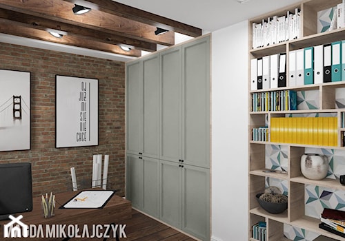 Dom w Koninie - Średnie białe brązowe biuro, styl vintage - zdjęcie od Magda Mikołajczyk PRACOWNIA PROJEKTOWANIA WNĘTRZ