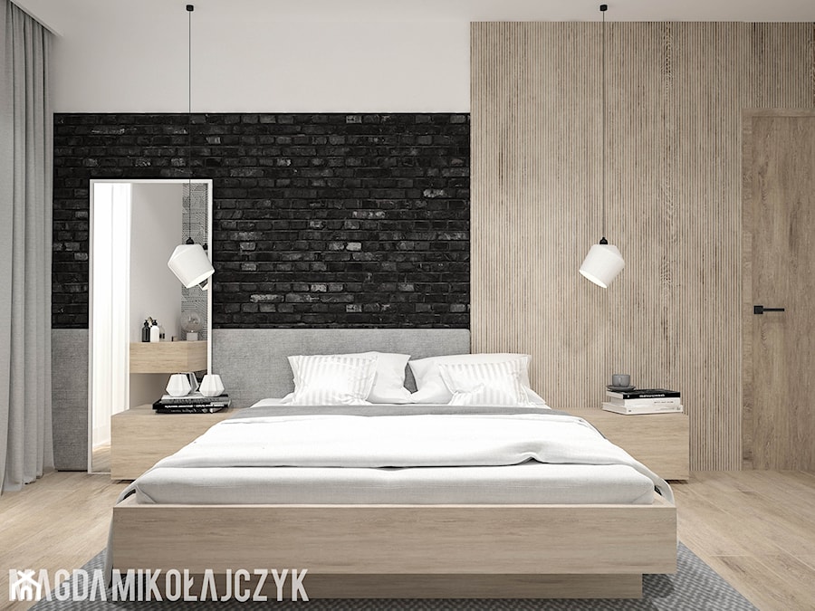 NOWOCZESNY DOMEK - Średnia biała sypialnia, styl nowoczesny - zdjęcie od Magda Mikołajczyk PRACOWNIA PROJEKTOWANIA WNĘTRZ