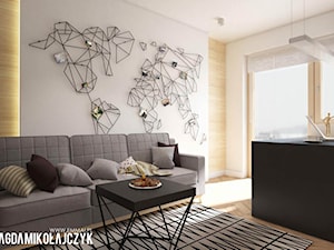 MIESZKANIE W WARSZAWIE - Średnie z sofą białe szare biuro, styl nowoczesny - zdjęcie od Magda Mikołajczyk PRACOWNIA PROJEKTOWANIA WNĘTRZ