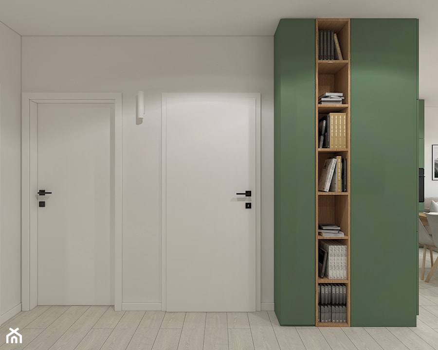 Przedpokój z zieloną szafą - zdjęcie od MACZ Architektura