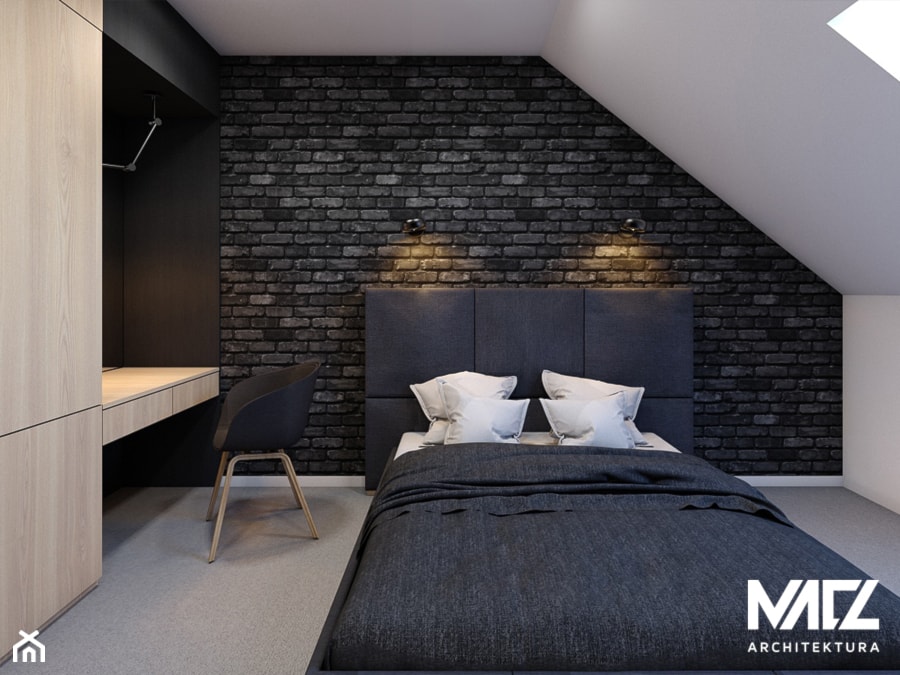 Sypialnia z łazienką na poddaszu - zdjęcie od MACZ Architektura - Homebook