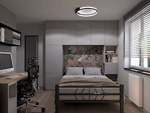 Sypialnia z biurkiem i tapetą - zdjęcie od MACZ Architektura