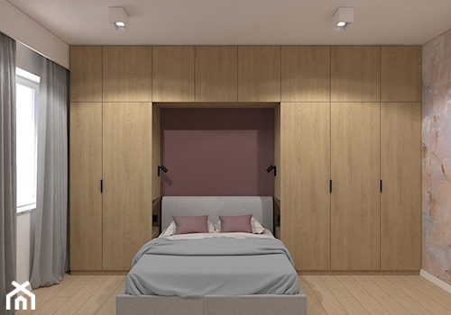 Łóżko pomiędzy szafami - zdjęcie od MACZ Architektura
