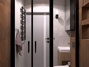 Łazienka z czernią i rdzawymi płytkami - zdjęcie od MACZ Architektura