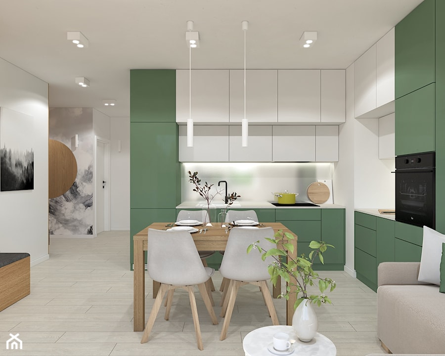 Kuchnia z zielonymi meblami - zdjęcie od MACZ Architektura