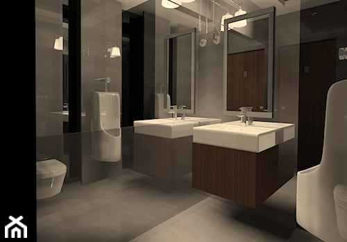 Czarna toaleta w stylu klubowym - Średnia bez okna z lustrem łazienka, styl glamour - zdjęcie od Design Square