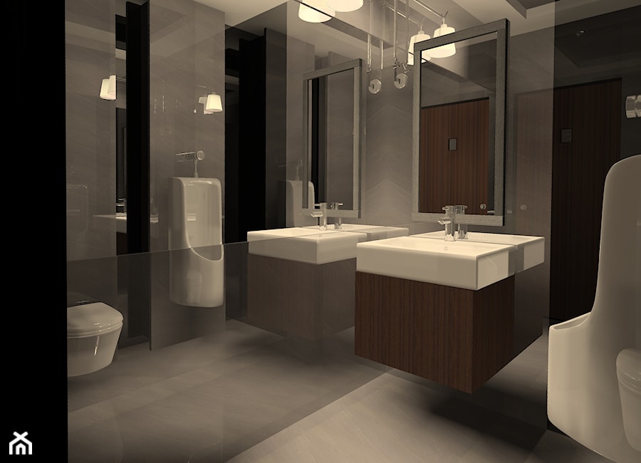 Czarna toaleta w stylu klubowym - Średnia bez okna z lustrem łazienka, styl glamour - zdjęcie od Design Square