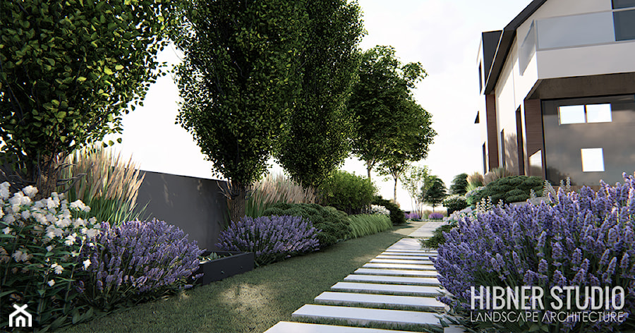 Ogród o barwach bieli, fioletu i zieleni - zdjęcie od Hibner Studio Pracownia Architektury Krajobrazu
