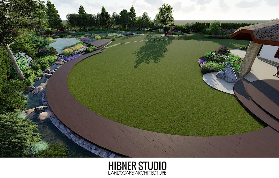 Ogród pozamiejski, wielkoprzestrzenny - Ogród, styl tradycyjny - zdjęcie od Hibner Studio Pracownia Architektury Krajobrazu
