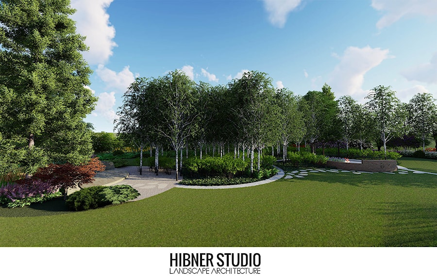 Ogród pozamiejski, wielkoprzestrzenny - Duży ogród za domem, styl tradycyjny - zdjęcie od Hibner Studio Pracownia Architektury Krajobrazu