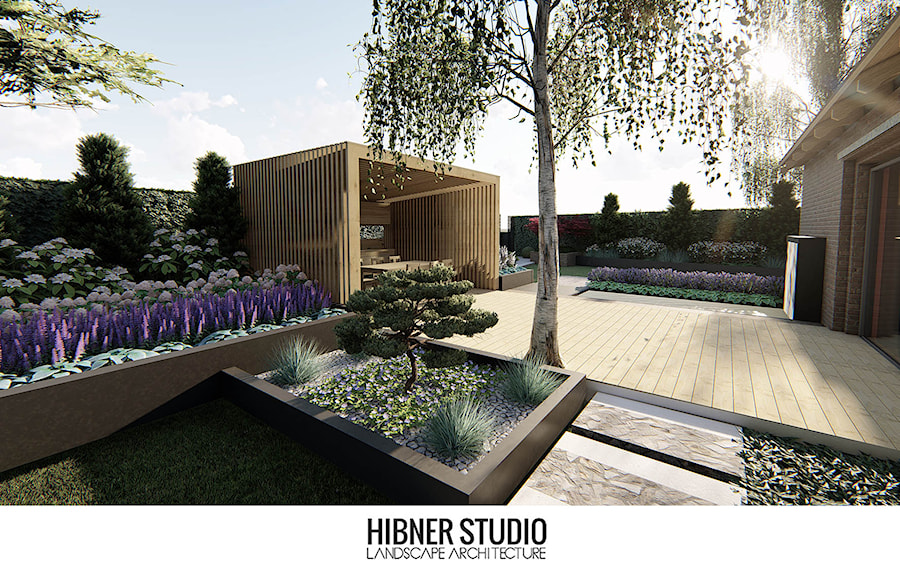 Projekt ogrodu przy nowoczesnej Stodole - Ogród, styl nowoczesny - zdjęcie od Hibner Studio Pracownia Architektury Krajobrazu