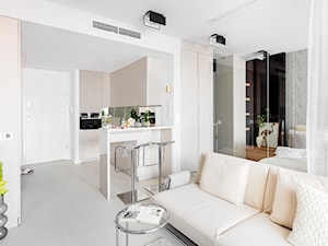 Jasny apartament - Średni biały salon z jadalnią, styl minimalistyczny - zdjęcie od Finchstudio Architektura Wnętrz