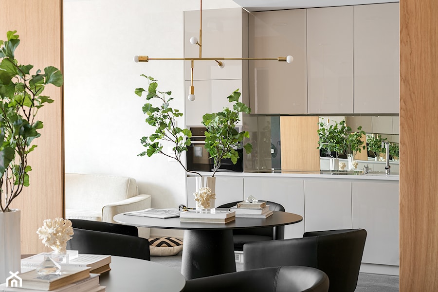 Średnia biała jadalnia w kuchni, styl nowoczesny - zdjęcie od Finchstudio Architektura Wnętrz