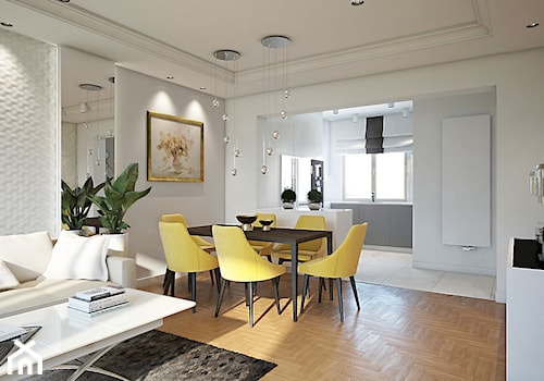 Średnia biała jadalnia w salonie, styl nowoczesny - zdjęcie od Finchstudio Architektura Wnętrz