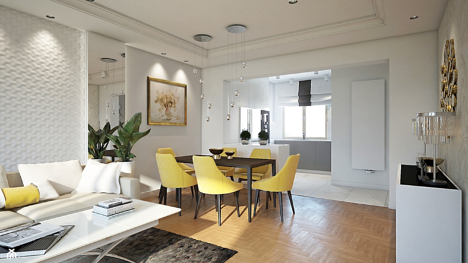 Średnia biała jadalnia w salonie, styl nowoczesny - zdjęcie od Finchstudio Architektura Wnętrz - Homebook