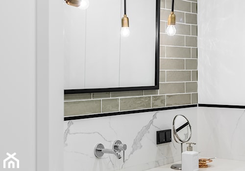 Paleta kolorów - Mała bez okna z lustrem łazienka, styl nowoczesny - zdjęcie od Finchstudio Architektura Wnętrz