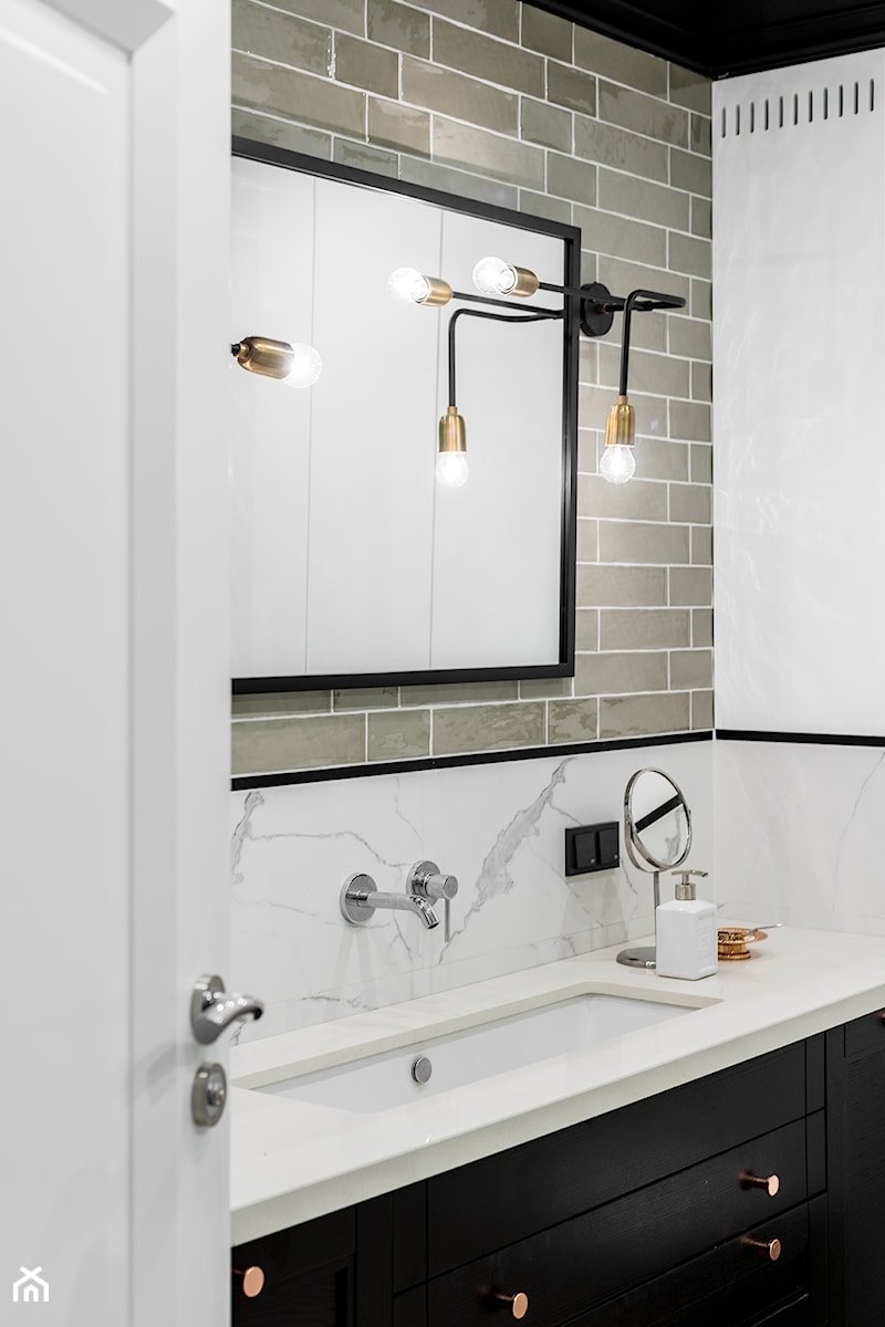 Paleta kolorów - Mała bez okna z lustrem łazienka, styl nowoczesny - zdjęcie od Finchstudio Architektura Wnętrz