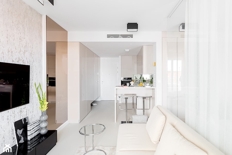 Jasny apartament - Średni salon, styl minimalistyczny - zdjęcie od Finchstudio Architektura Wnętrz