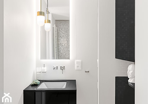 Mała bez okna z lustrem łazienka, styl minimalistyczny - zdjęcie od Finchstudio Architektura Wnętrz