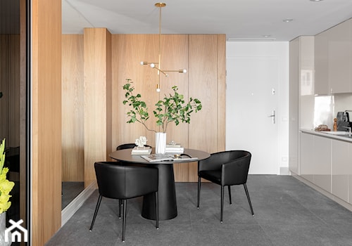 Mała biała jadalnia w kuchni, styl minimalistyczny - zdjęcie od Finchstudio Architektura Wnętrz