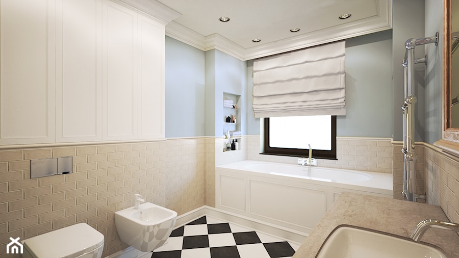 Średnia z punktowym oświetleniem łazienka z oknem, styl tradycyjny - zdjęcie od Finchstudio Architektura Wnętrz