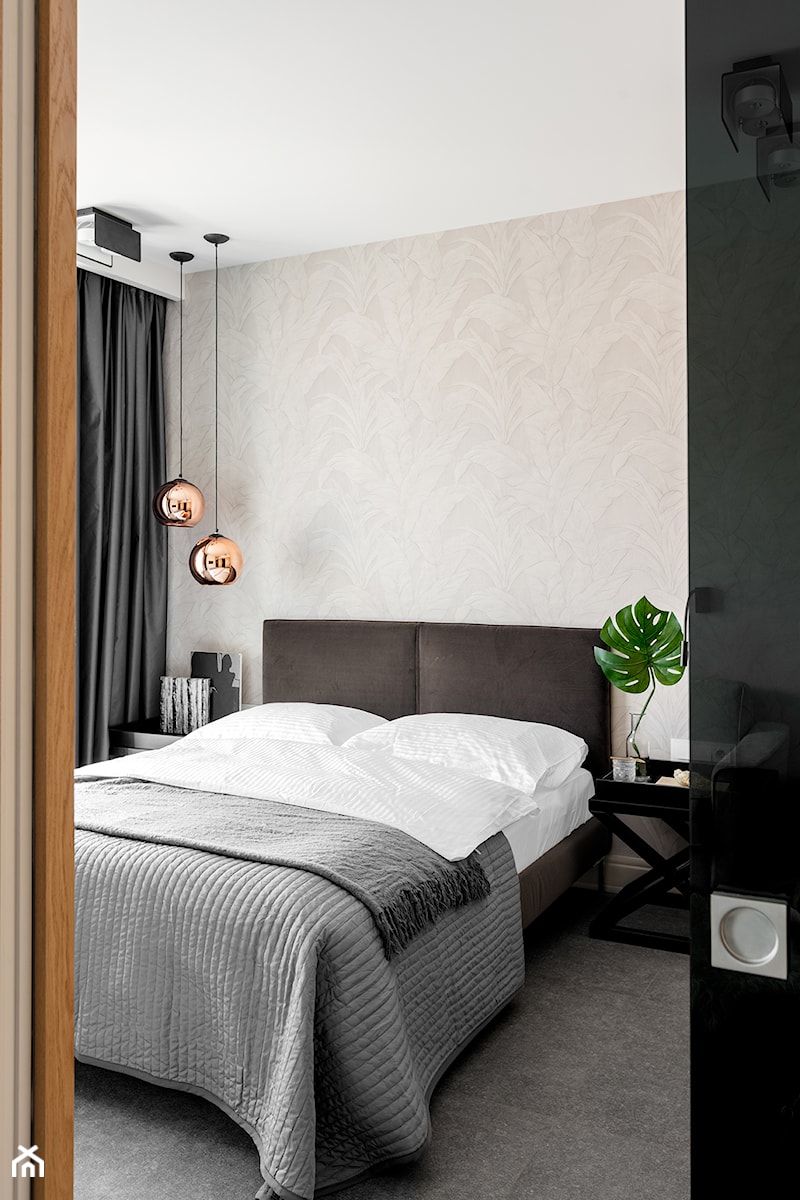 Mała szara sypialnia, styl nowoczesny - zdjęcie od Finchstudio Architektura Wnętrz