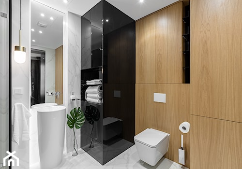 Średnia bez okna z punktowym oświetleniem łazienka, styl minimalistyczny - zdjęcie od Finchstudio Architektura Wnętrz