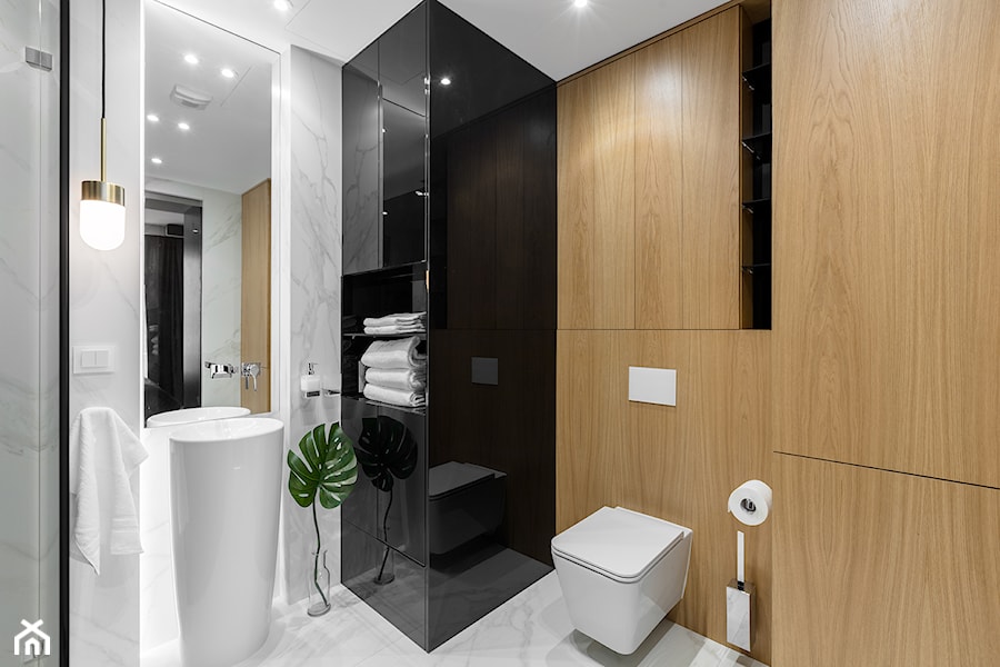 Średnia bez okna z punktowym oświetleniem łazienka, styl minimalistyczny - zdjęcie od Finchstudio Architektura Wnętrz