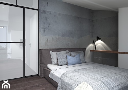 Mieszkanie w stylu industrialnym - Średnia biała z biurkiem sypialnia na poddaszu, styl industrialny - zdjęcie od Anna Wojnar Architektura Wnętrz