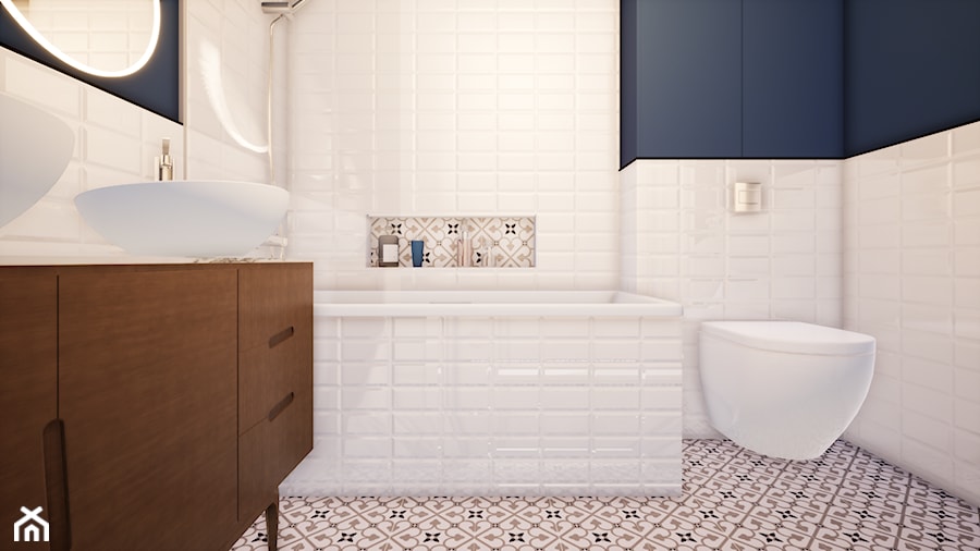 łazienka w kolorze navy blue - zdjęcie od Anna Wojnar Architektura Wnętrz
