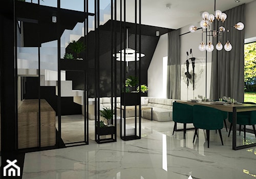 Apartament w Raciborzu - Średni czarny szary salon z jadalnią, styl industrialny - zdjęcie od Pracownia architektoniczna - LARYSZ