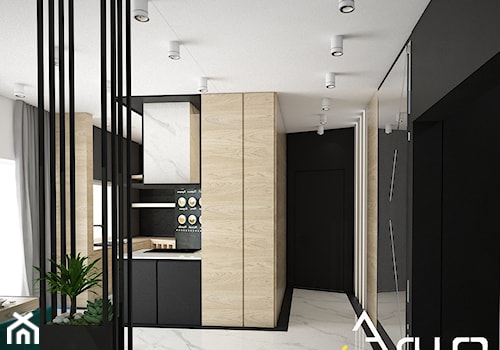 Apartament w Raciborzu - Średni czarny z marmurem na podłodze hol / przedpokój, styl industrialny - zdjęcie od Pracownia architektoniczna - LARYSZ
