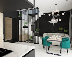 Apartament w Raciborzu - Średni czarny szary salon z kuchnią z jadalnią, styl industrialny - zdjęcie od Pracownia architektoniczna - LARYSZ - Homebook