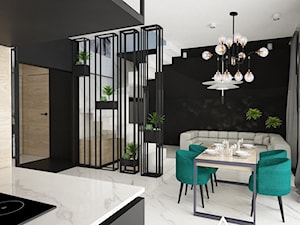Apartament w Raciborzu - Średni czarny szary salon z kuchnią z jadalnią, styl industrialny - zdjęcie od Pracownia architektoniczna - LARYSZ