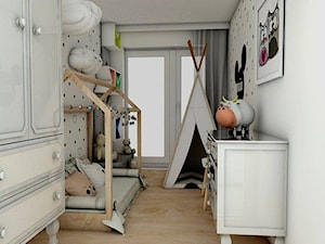 MIESZKANIE 80m2- STYL SKANDYNAWSKI - Mały szary pokój dziecka dla dziecka dla chłopca dla dziewczynki, styl skandynawski - zdjęcie od Pracownia architektoniczna - LARYSZ