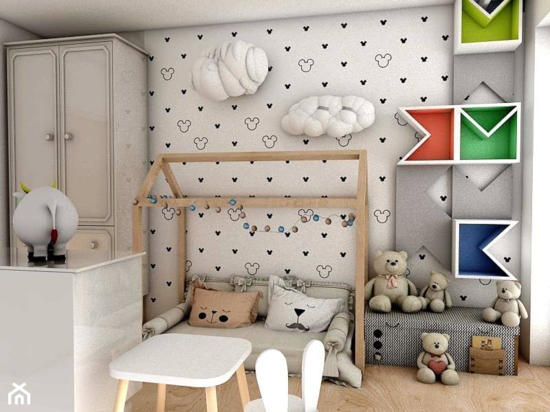 MIESZKANIE 80m2- STYL SKANDYNAWSKI - Średni szary pokój dziecka dla dziecka dla chłopca dla dziewczynki, styl skandynawski - zdjęcie od Pracownia architektoniczna - LARYSZ