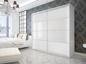 Szafy Glamour - Średnia biała szara sypialnia, styl glamour - zdjęcie od paczkameblepl