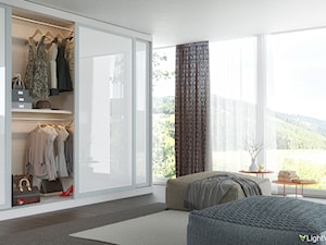 Wizualizacja nowoczesnego salonu z piękną szafą przesuwną - zdjęcie od LightVision Studio