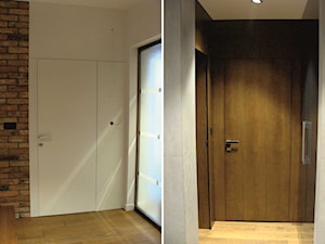 Drzwi drewniane zabudowa całej ściany, szerokie listwy. - zdjęcie od Drzwi doorlux_pl