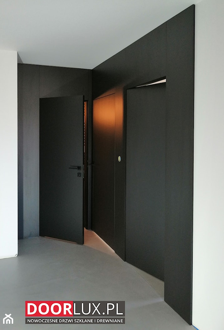Czarne ukryte drzwi wewnętrzne w zabudowie do sufitu - zdjęcie od Drzwi doorlux_pl - Homebook