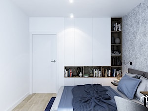 Prosta sypialnia w Gliwicach - Mała biała szara sypialnia, styl minimalistyczny - zdjęcie od UDOMOWIENI