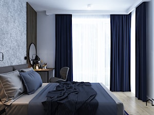 Prosta sypialnia w Gliwicach - Mała biała szara sypialnia, styl nowoczesny - zdjęcie od UDOMOWIENI