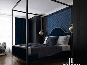 Nastrojowa sypialnia w Krakowie - Duża czarna niebieska sypialnia, styl nowoczesny - zdjęcie od UDOMOWIENI