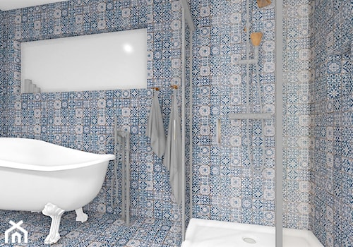 Łazienka z niebieską mozaiką - zdjęcie od CzajkaDesign