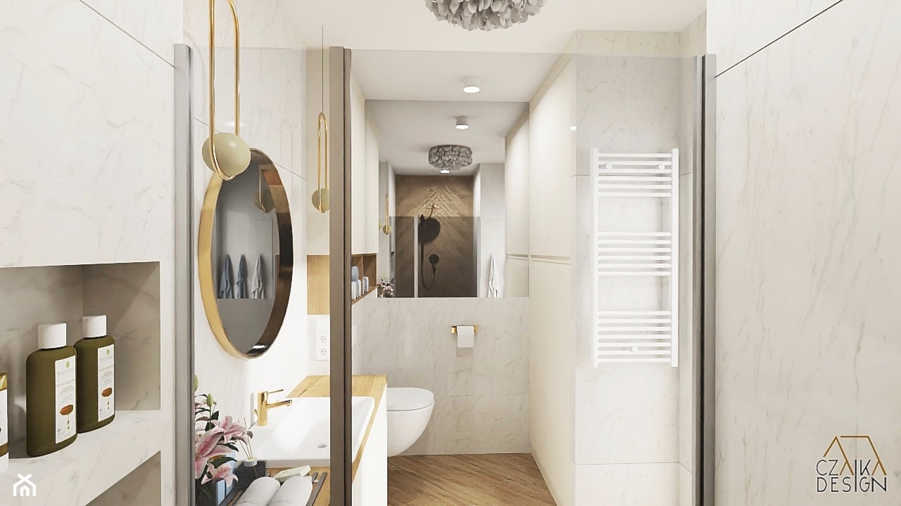 Nowoczesna łazienka ecru +złoto - zdjęcie od CzajkaDesign - Homebook